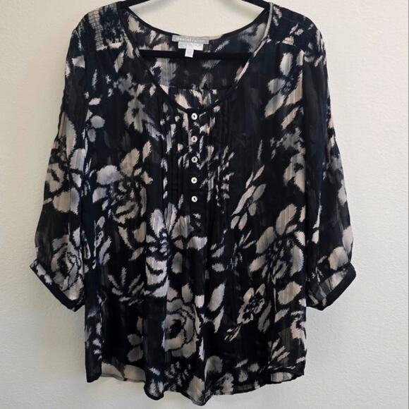 Daniel Rainn for A Pea in the Pod Blouse Size L – Sheer, Floral, Flowy - Picture 1 of 9